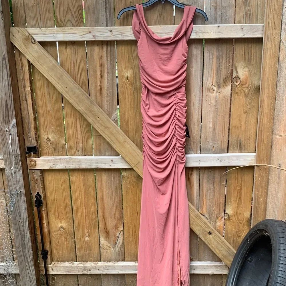 Lulu's Ruched Coral Maxi Dress